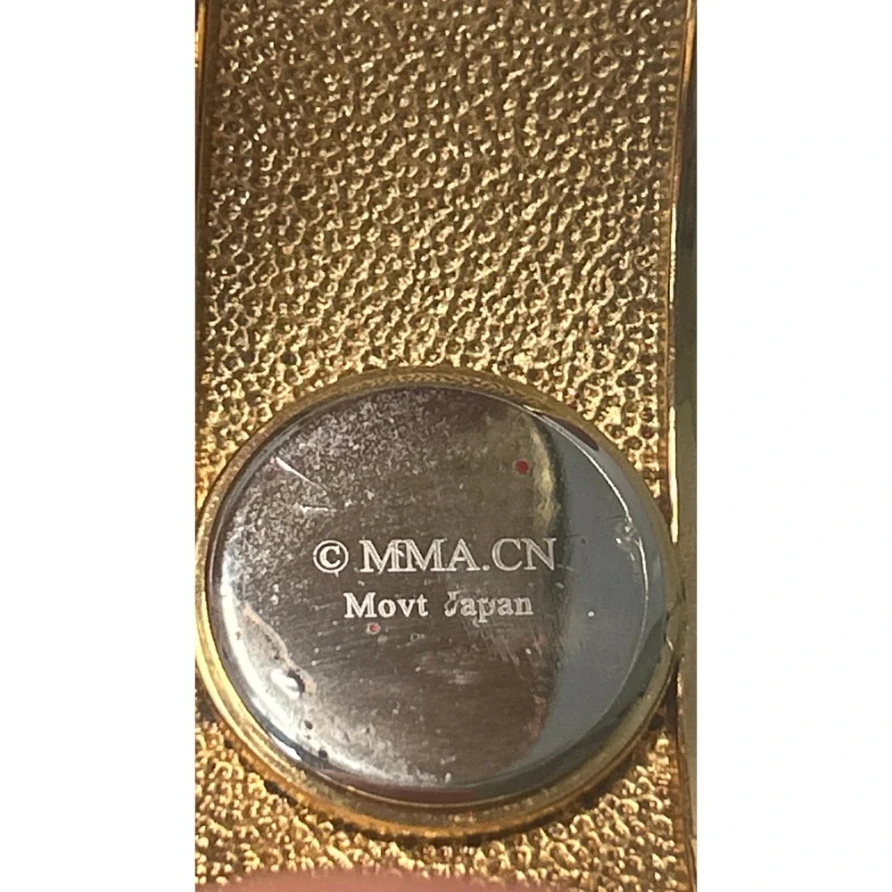 MMA Honeycomb‎ Enamel Bangle Watch Gold Blue White Art Deco Cuff